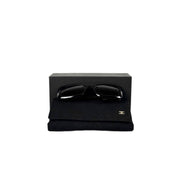 Chanel Black Rectangle Heart CC Logo Sunglasses