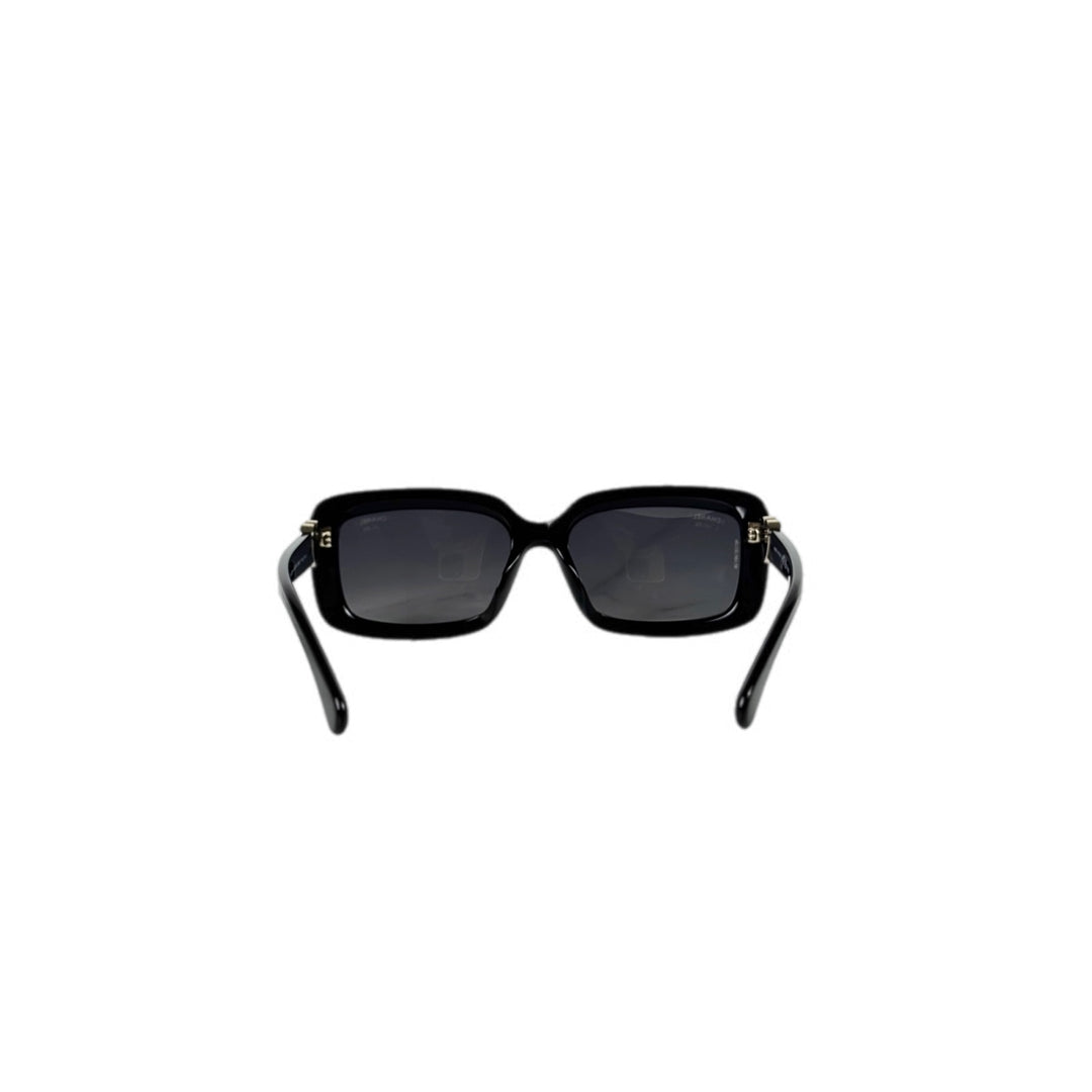 Chanel Black Rectangle Heart CC Logo Sunglasses