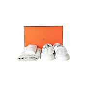 Hermes Game Epsom Calfskin Slip On Loafer Shoes White 34#