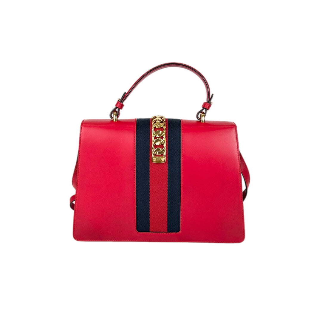 Gucci Sylvie Medium Top Handle Bag Red