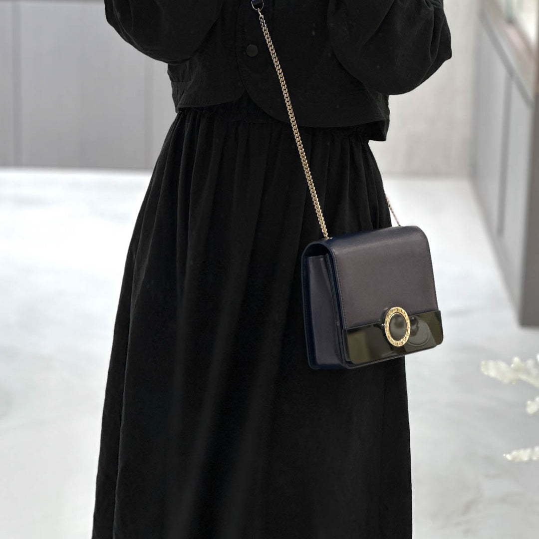 Bvlgari Navy Calfskin and Perspex Crossbody Bag