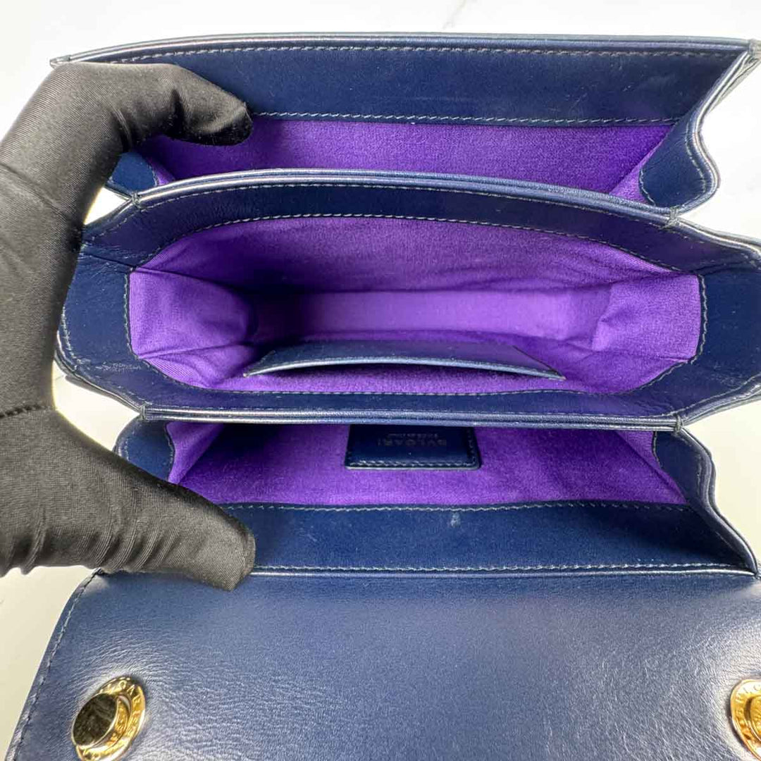 Bvlgari Navy Calfskin and Perspex Crossbody Bag