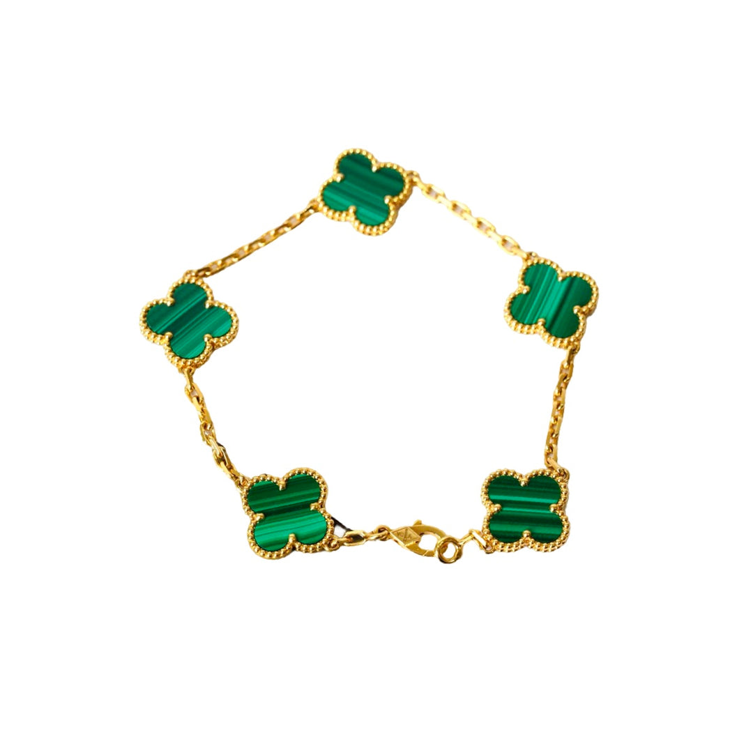 VCA Vintage Alhambra 5 Motifs 18K Malachite Bracelet