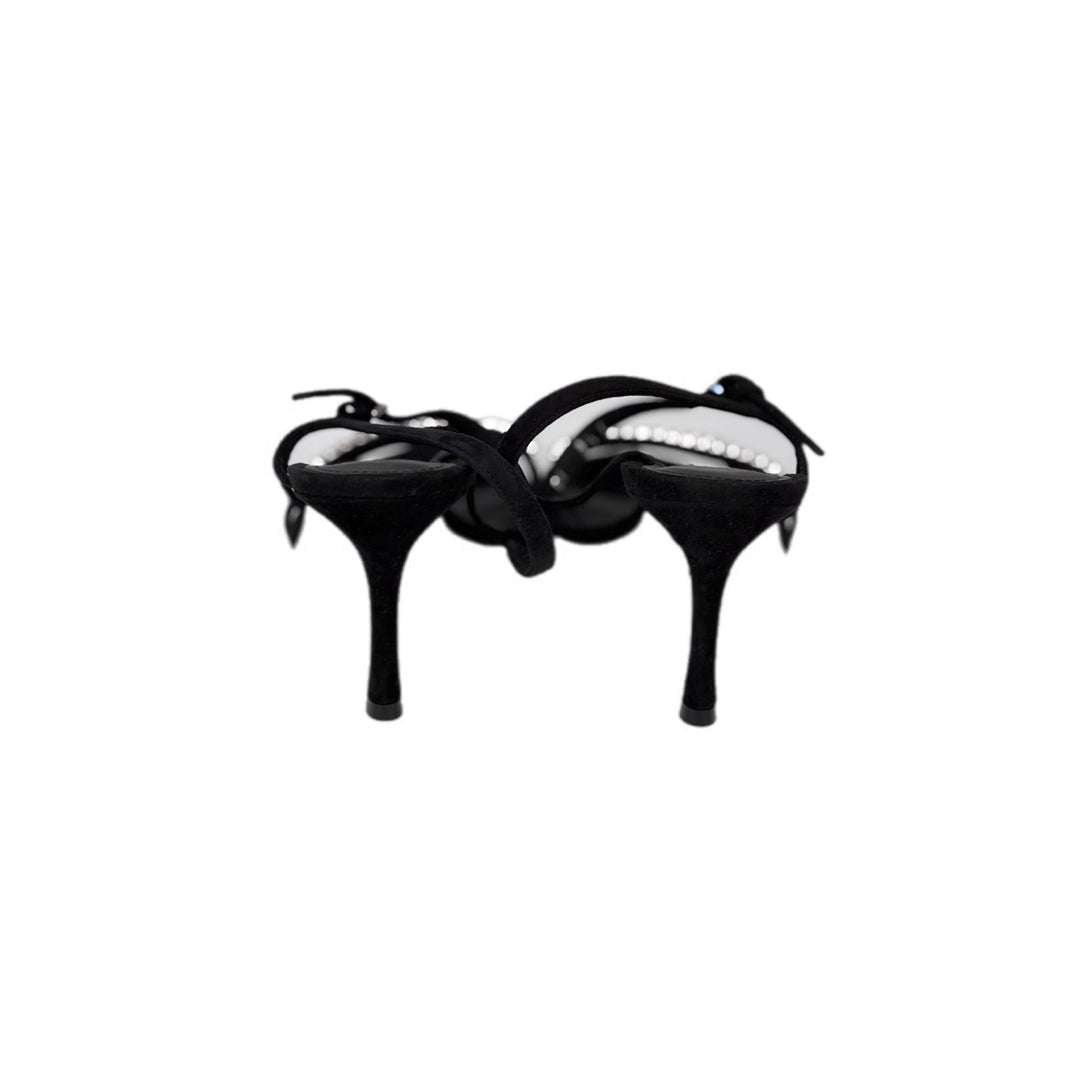 Ferragamo Black Crystal Sandals Size 9.5