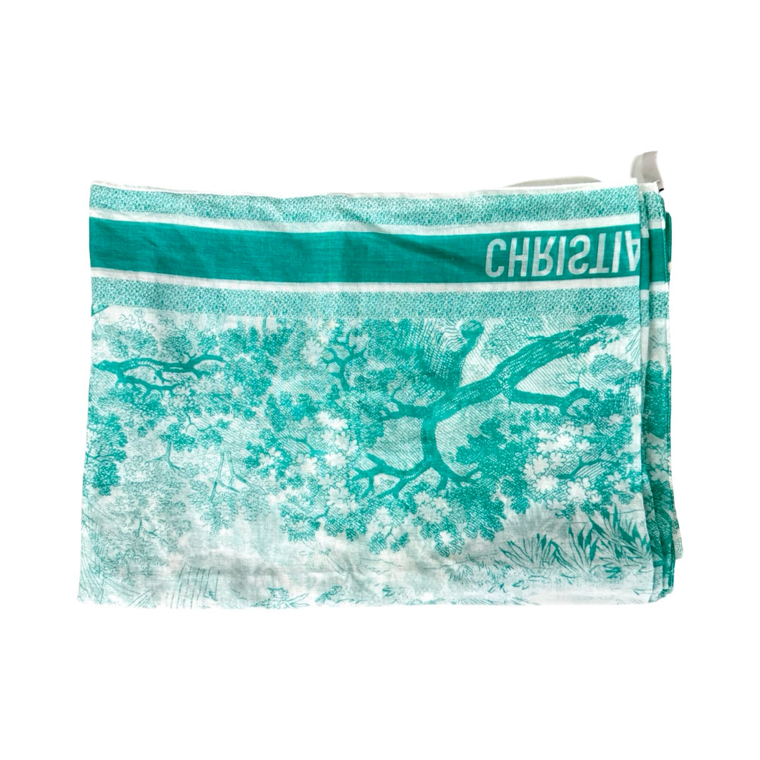 Dior Silk Cotton Toile Green Scarf