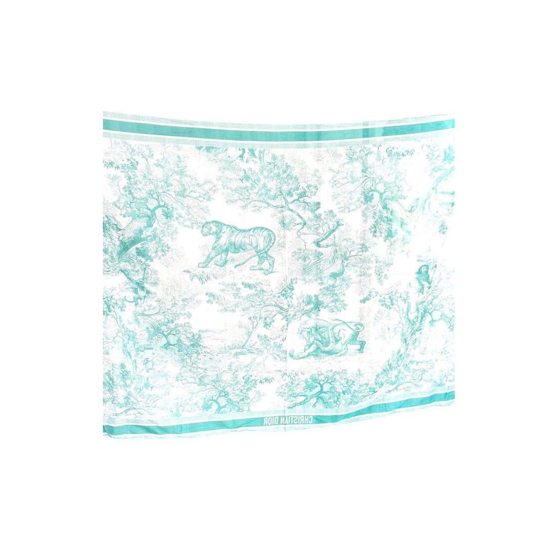Dior Silk Cotton Toile Green Scarf