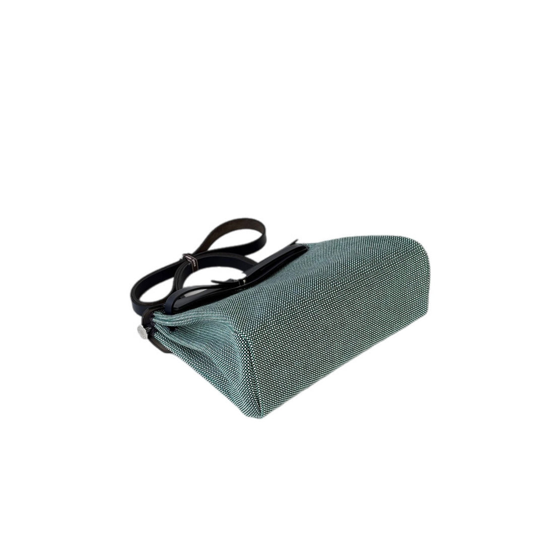 Hermes Herbag  Zip 31 Check Canvas Green
