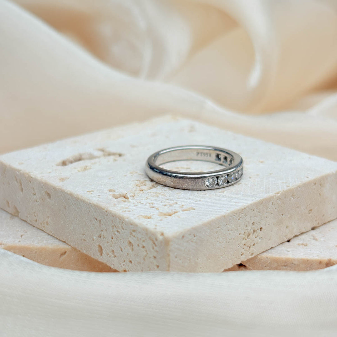 Tiffany Wedding Band Ring Diamond PT950 #47