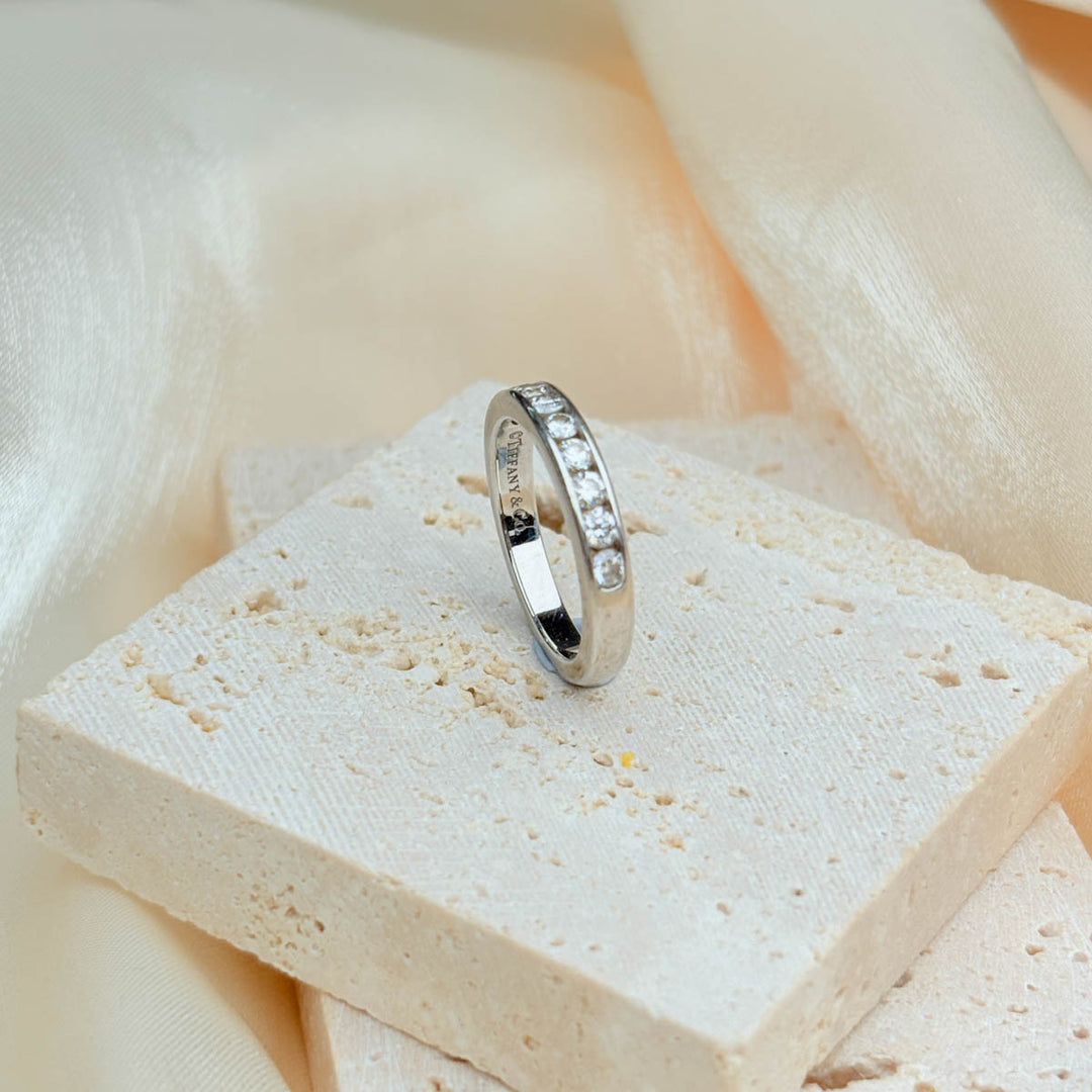 Tiffany Wedding Band Ring Diamond PT950 #47