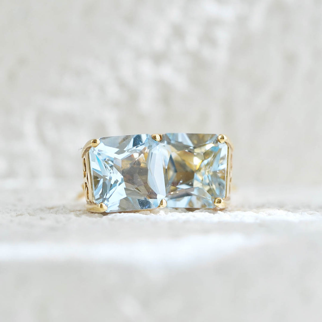 Natural Aquamarine Square Earrings 4.91ct 18K Gold