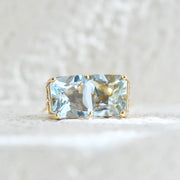 Natural Aquamarine Square Earrings 4.91ct 18K Gold