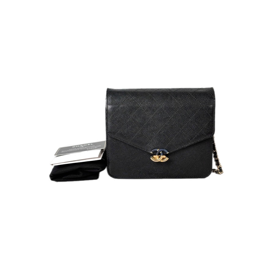 Chanel Square Wallet On Chain  Bag Black Caviar