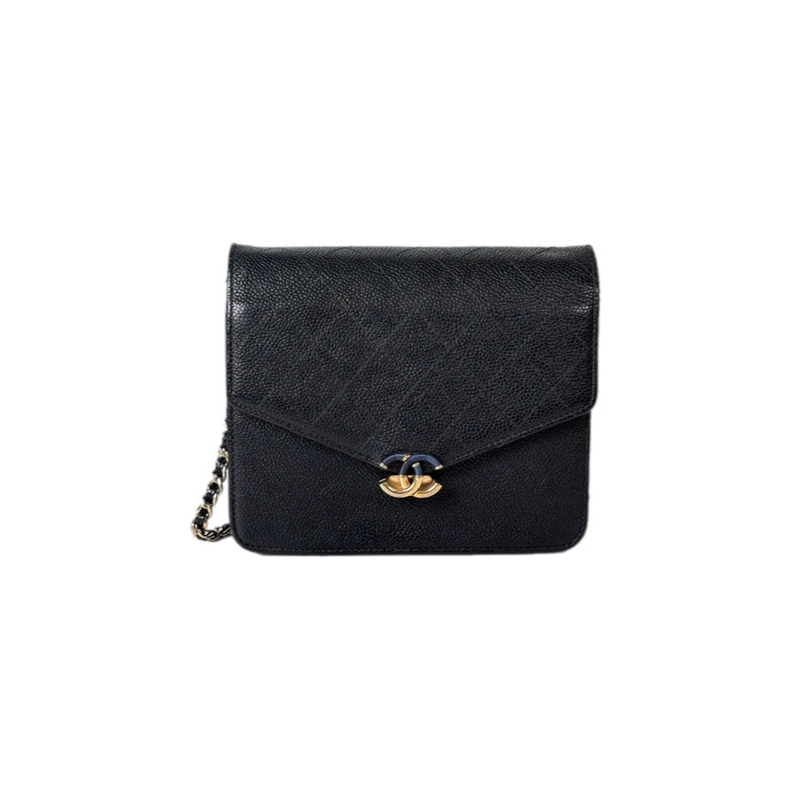 Chanel Square Wallet On Chain  Bag Black Caviar