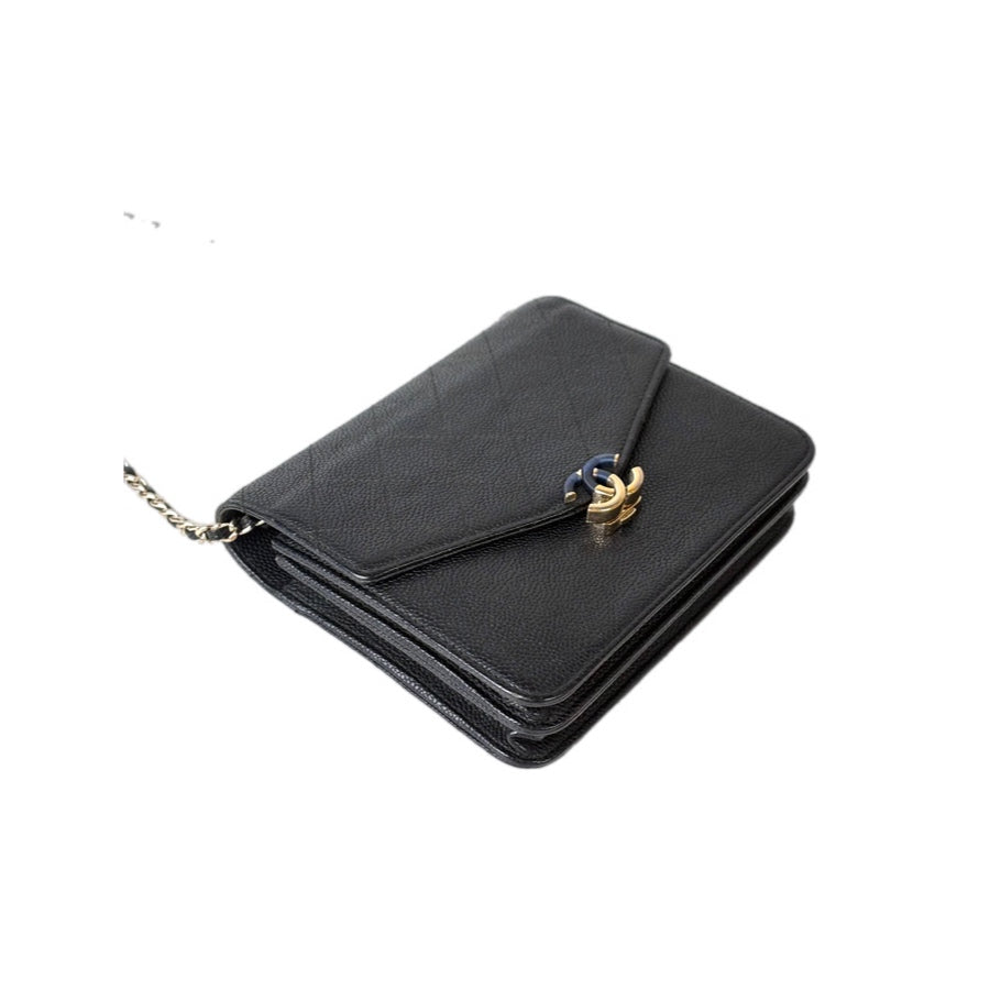 Chanel Square Wallet On Chain  Bag Black Caviar