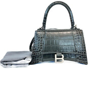 Balenciaga Grey Hourglass XS Crocodile Embossed Bag - Jiaxyk