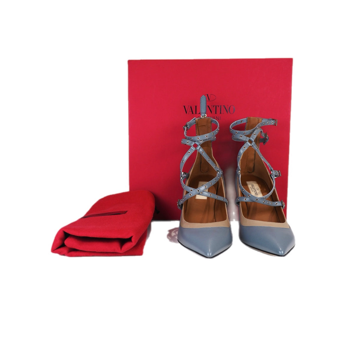 Valentino Stude Blue  High Heel Shoes #36.5