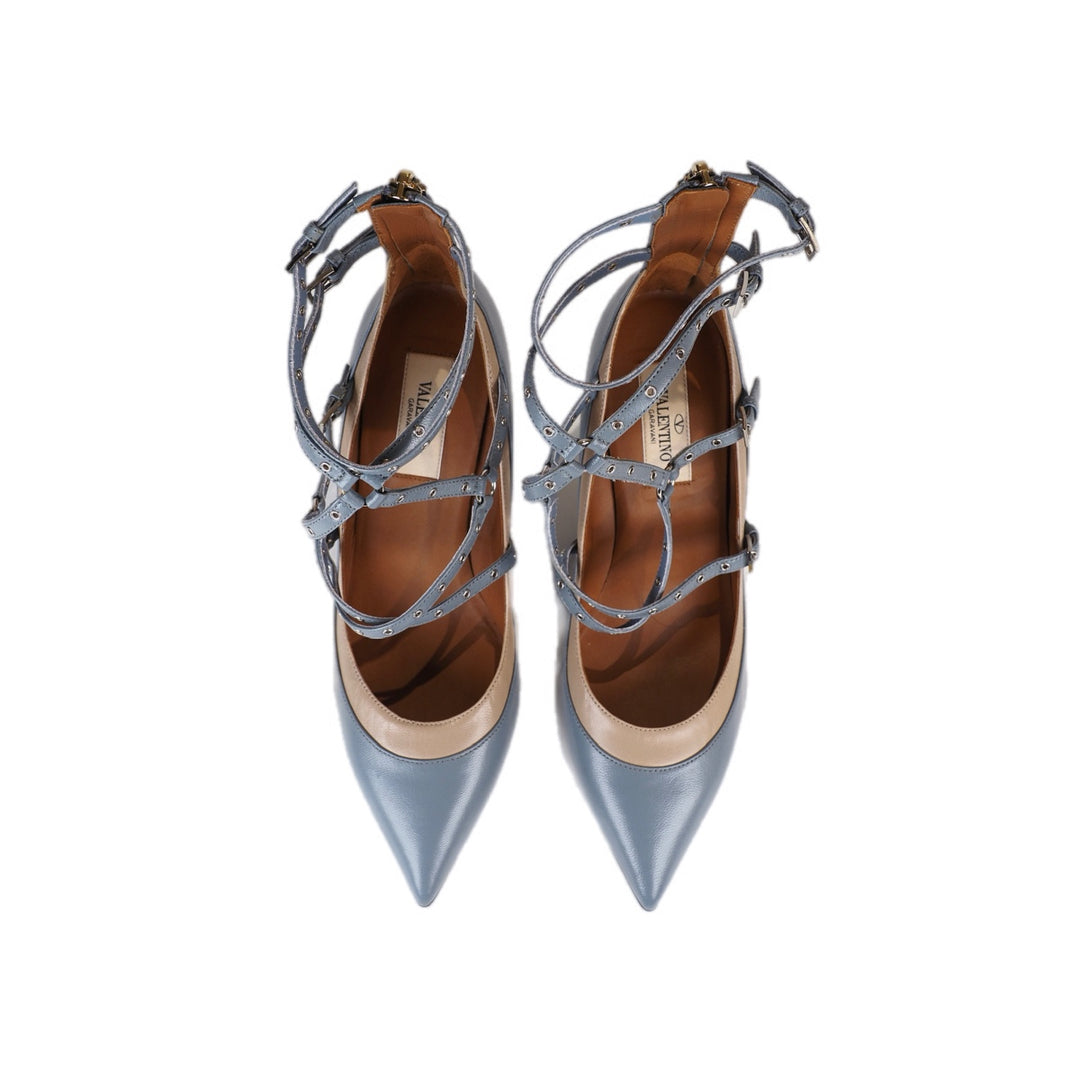 Valentino Stude Blue  High Heel Shoes #36.5