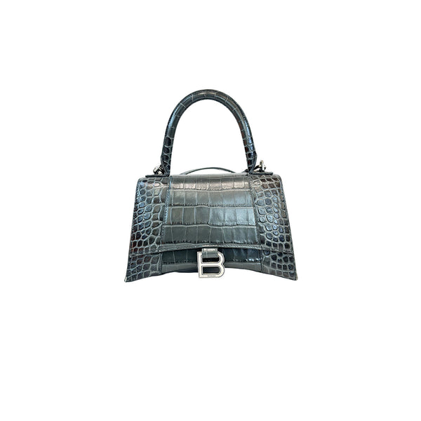 Balenciaga Grey Hourglass XS Crocodile Embossed Bag - Jiaxyk
