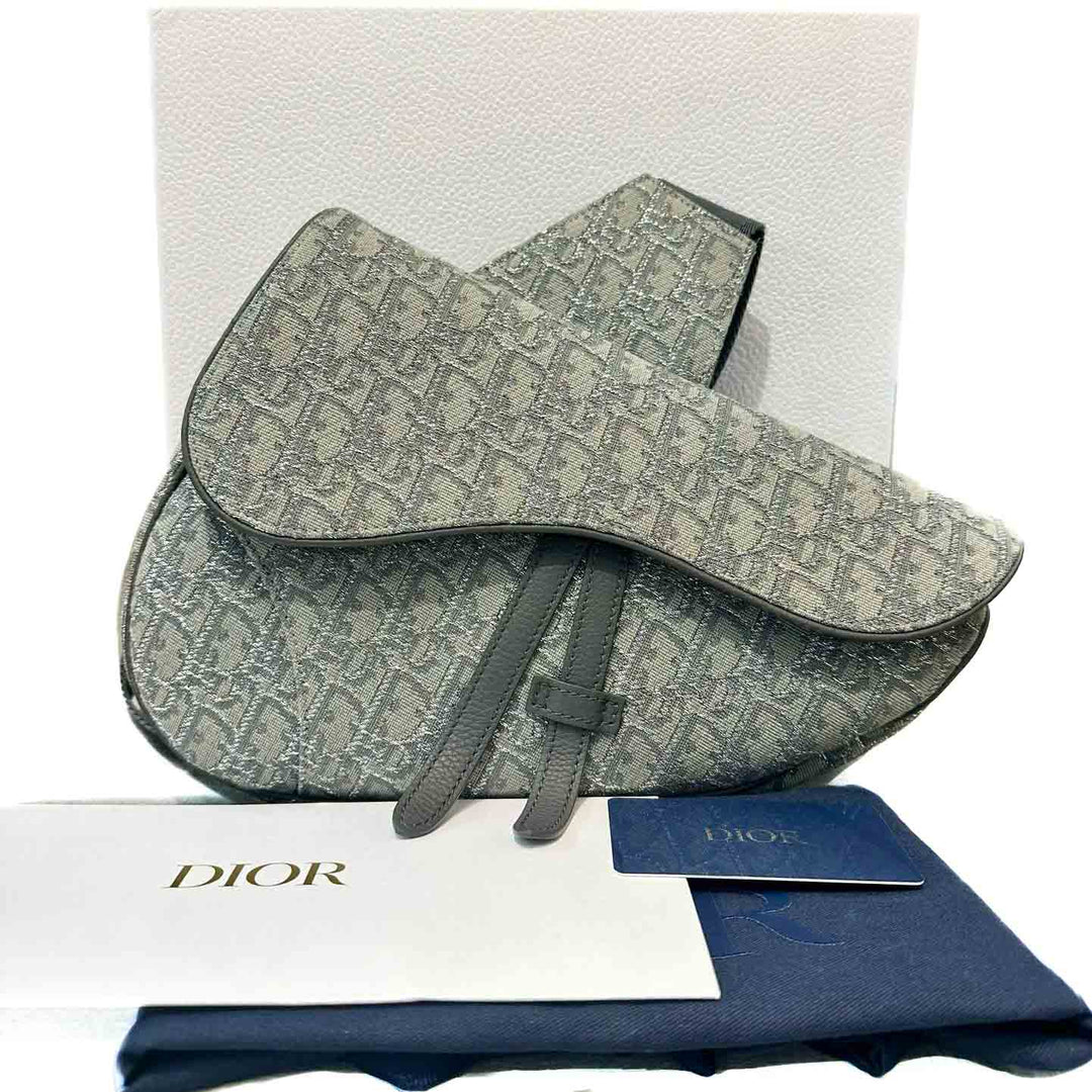 Dior Grey Dior Oblique Jacquard Saddle Bag