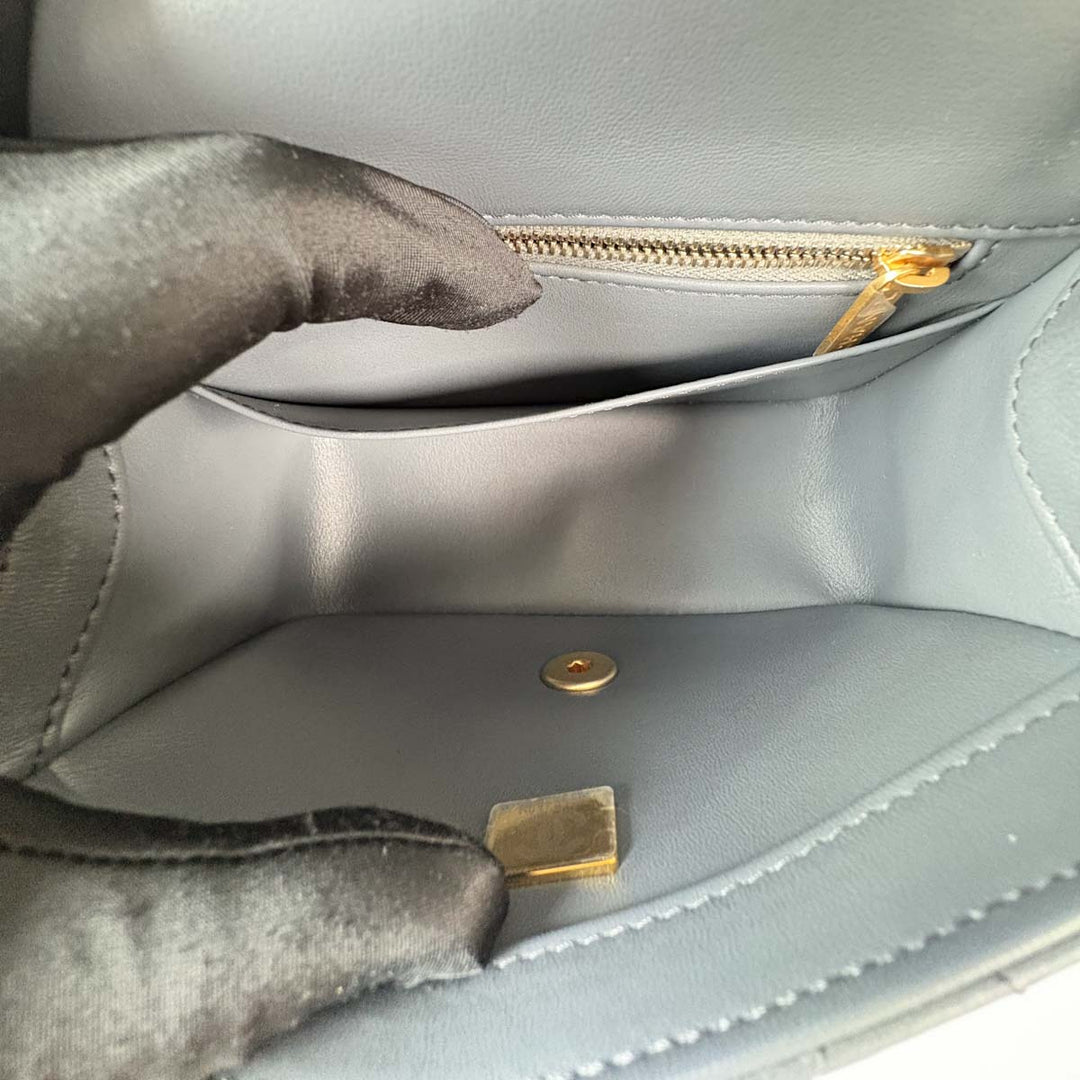 Chanel Grey Pearl Crush Mini Squsre Classic Flap Mini Lambskin