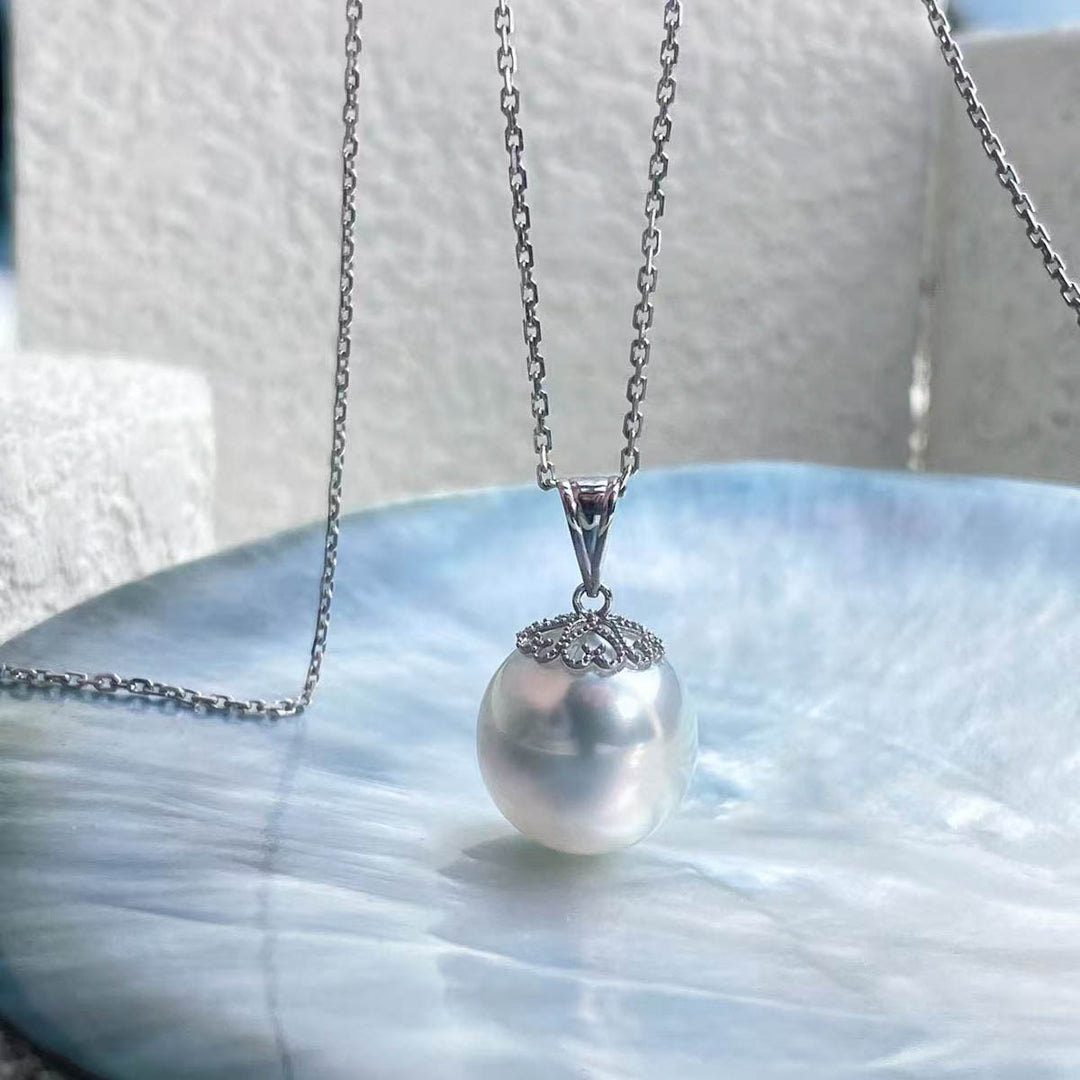 Natural South Sea White Pearl Necklace 12.1mm,18K