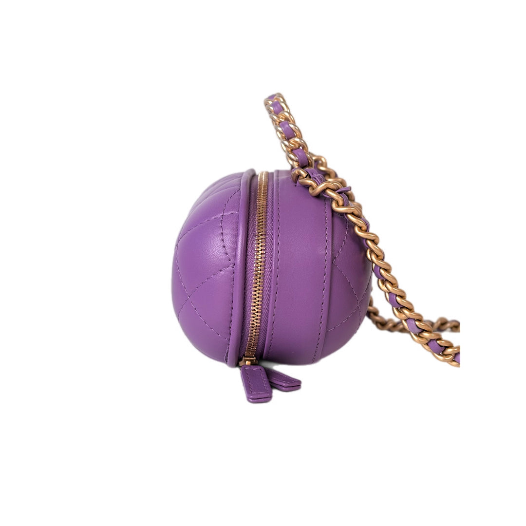 Chanel Purple Lambskin Quilted CC Bubble Vanity Vase Bag