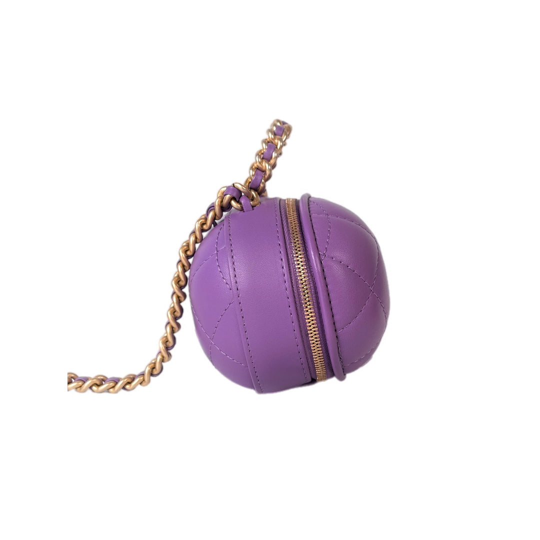 Chanel Purple Lambskin Quilted CC Bubble Vanity Vase Bag