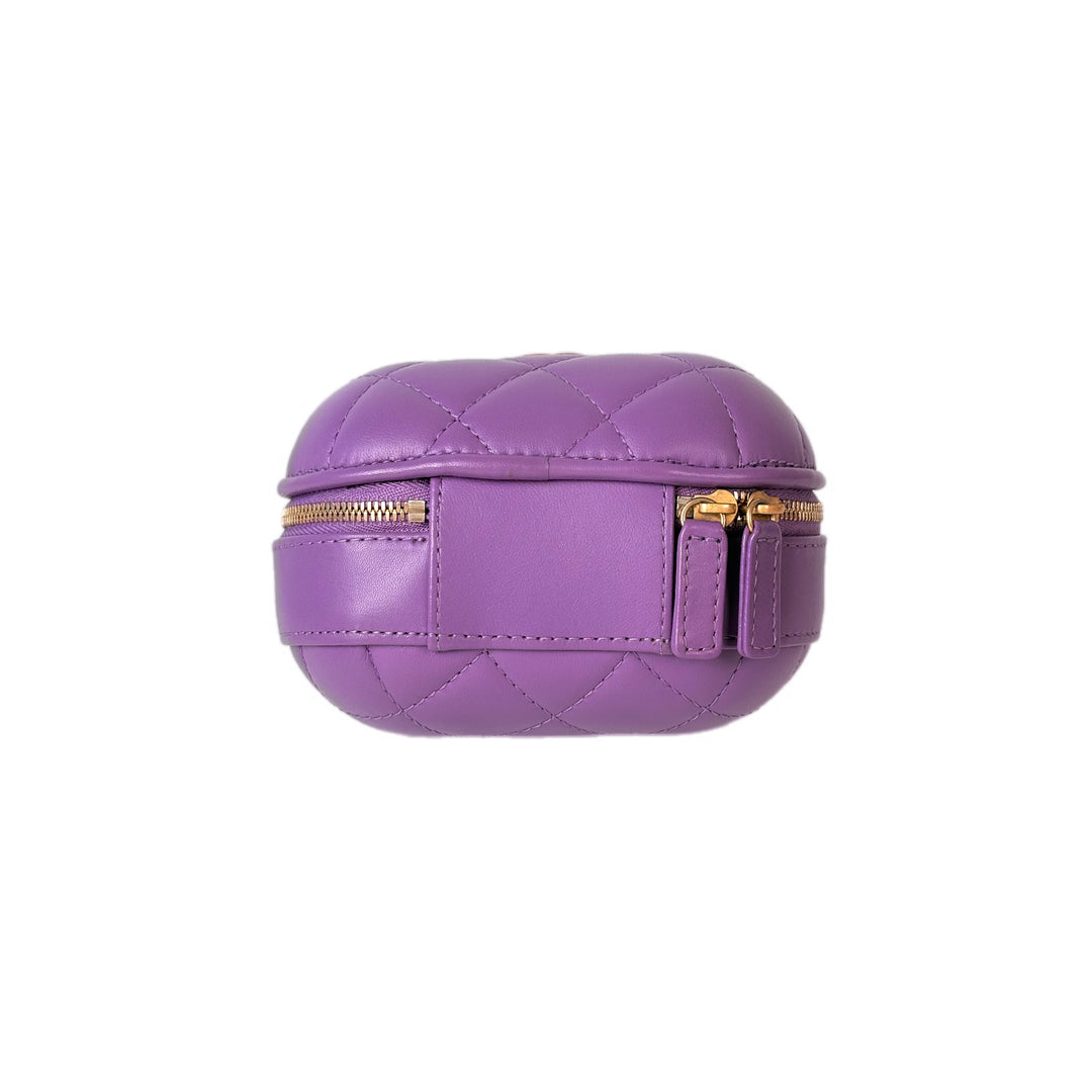 Chanel Purple Lambskin Quilted CC Bubble Vanity Vase Bag