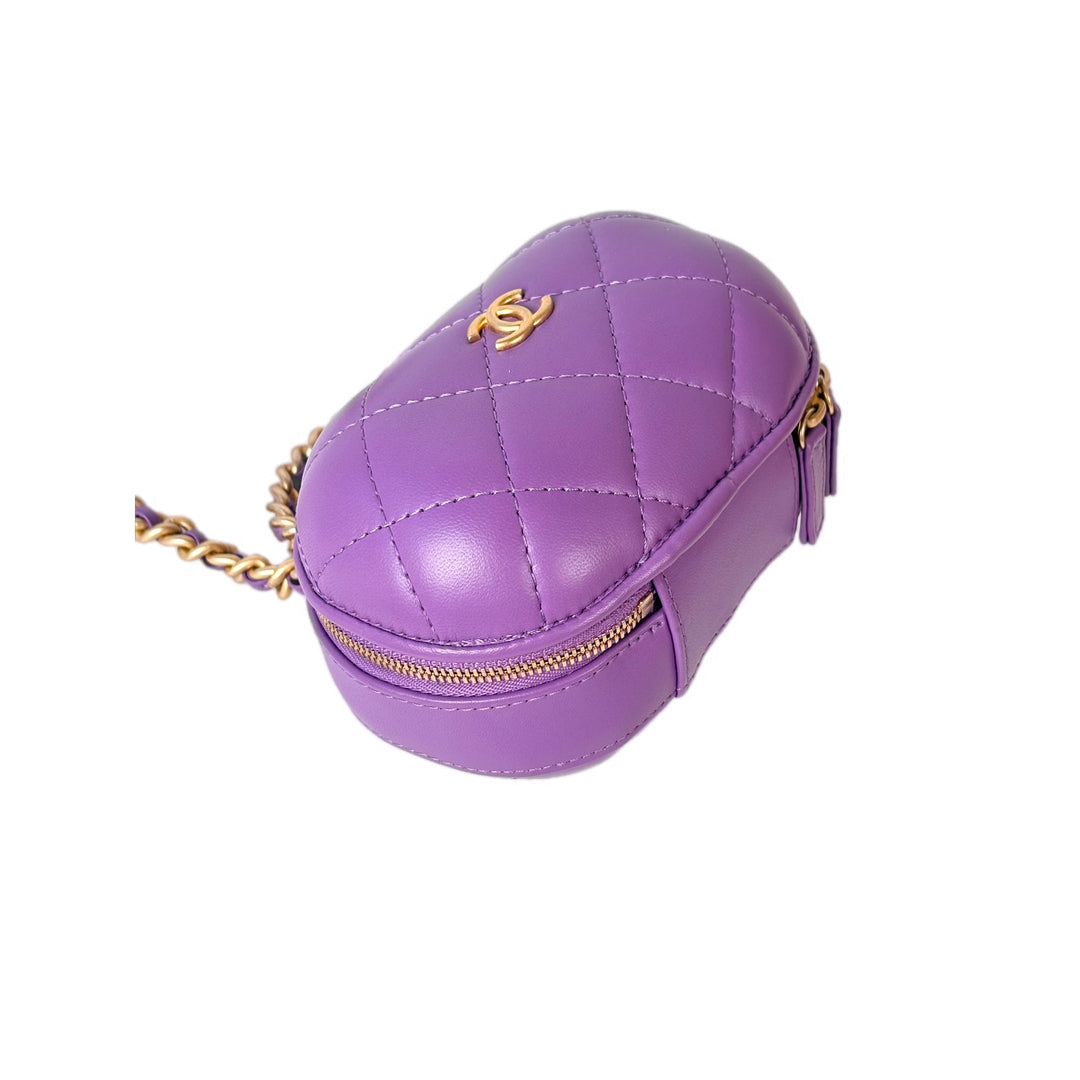 Chanel Purple Lambskin Quilted CC Bubble Vanity Vase Bag