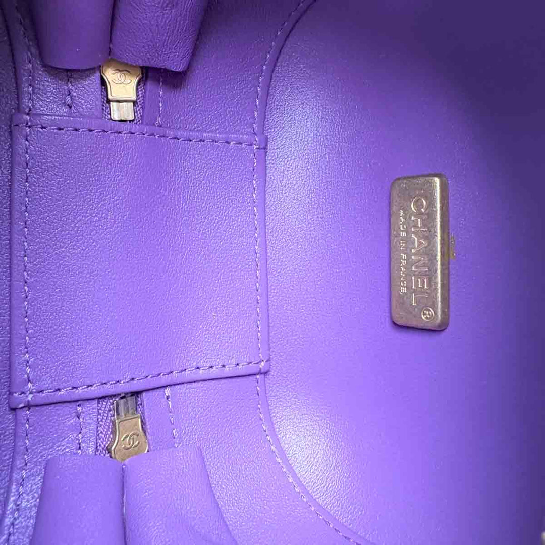 Chanel Purple Lambskin Quilted CC Bubble Vanity Vase Bag