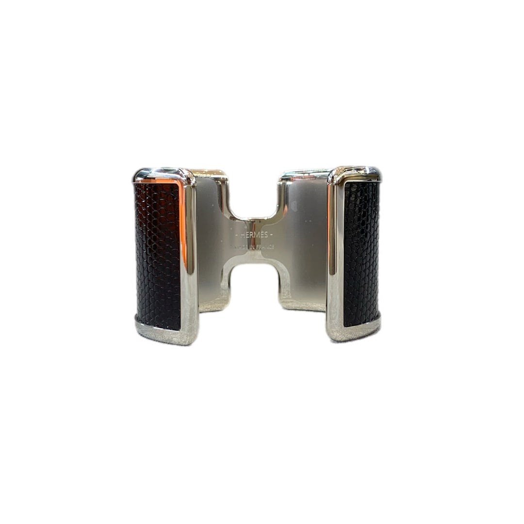 Hermes H Bangle Black Lizard Skin