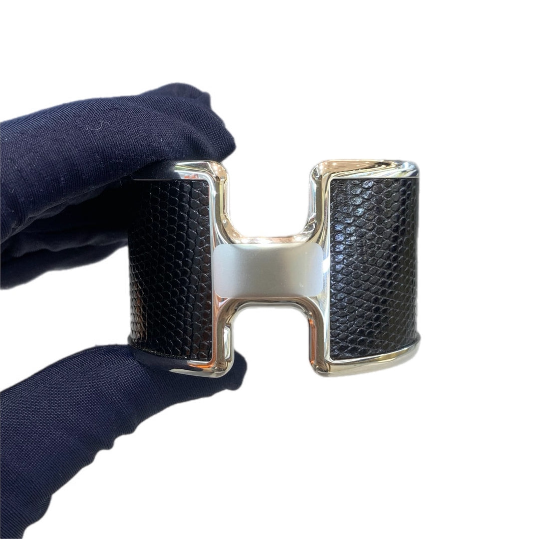 Hermes H Bangle Black Lizard Skin