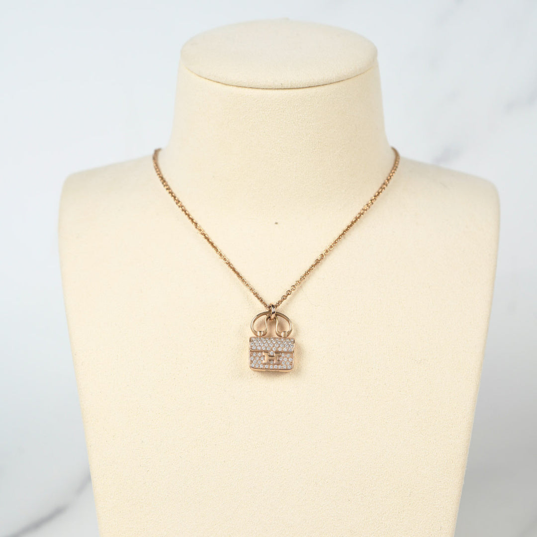 Hermes Rose Gold Diamond Constance Necklace