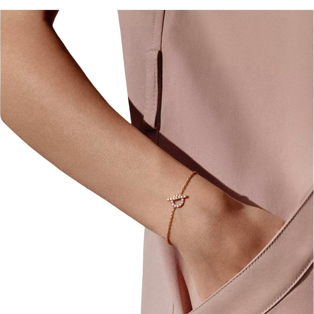 Hermes Rose Gold Diamond Finesse Bracelet