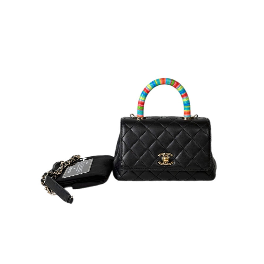 Chanel Coco Handle Bag Mini Black Lambskin