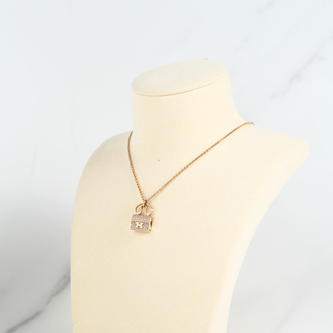 Hermes Rose Gold Diamond Constance Necklace