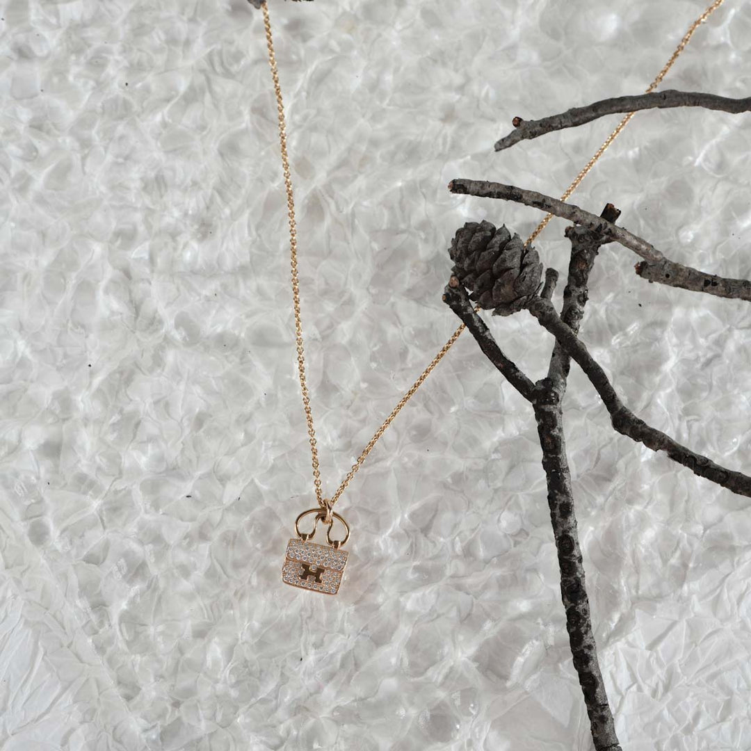 Hermes Rose Gold Diamond Constance Necklace