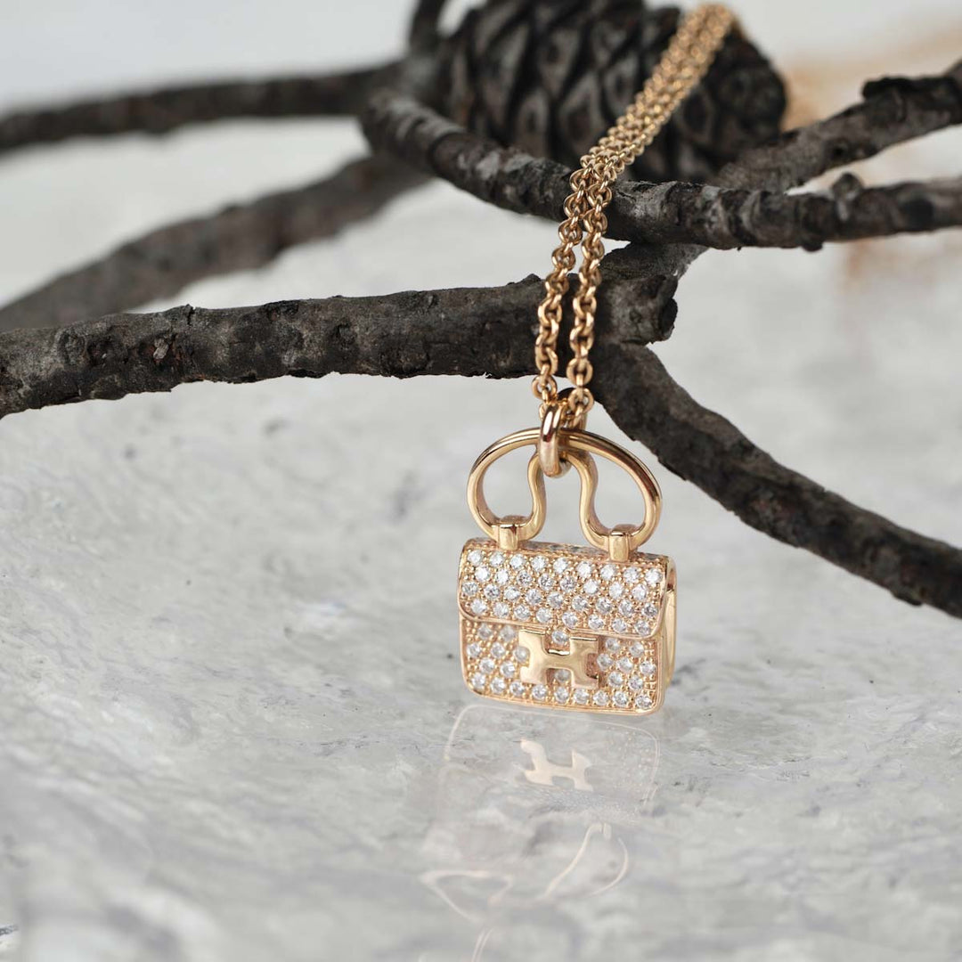 Hermes Rose Gold Diamond Constance Necklace