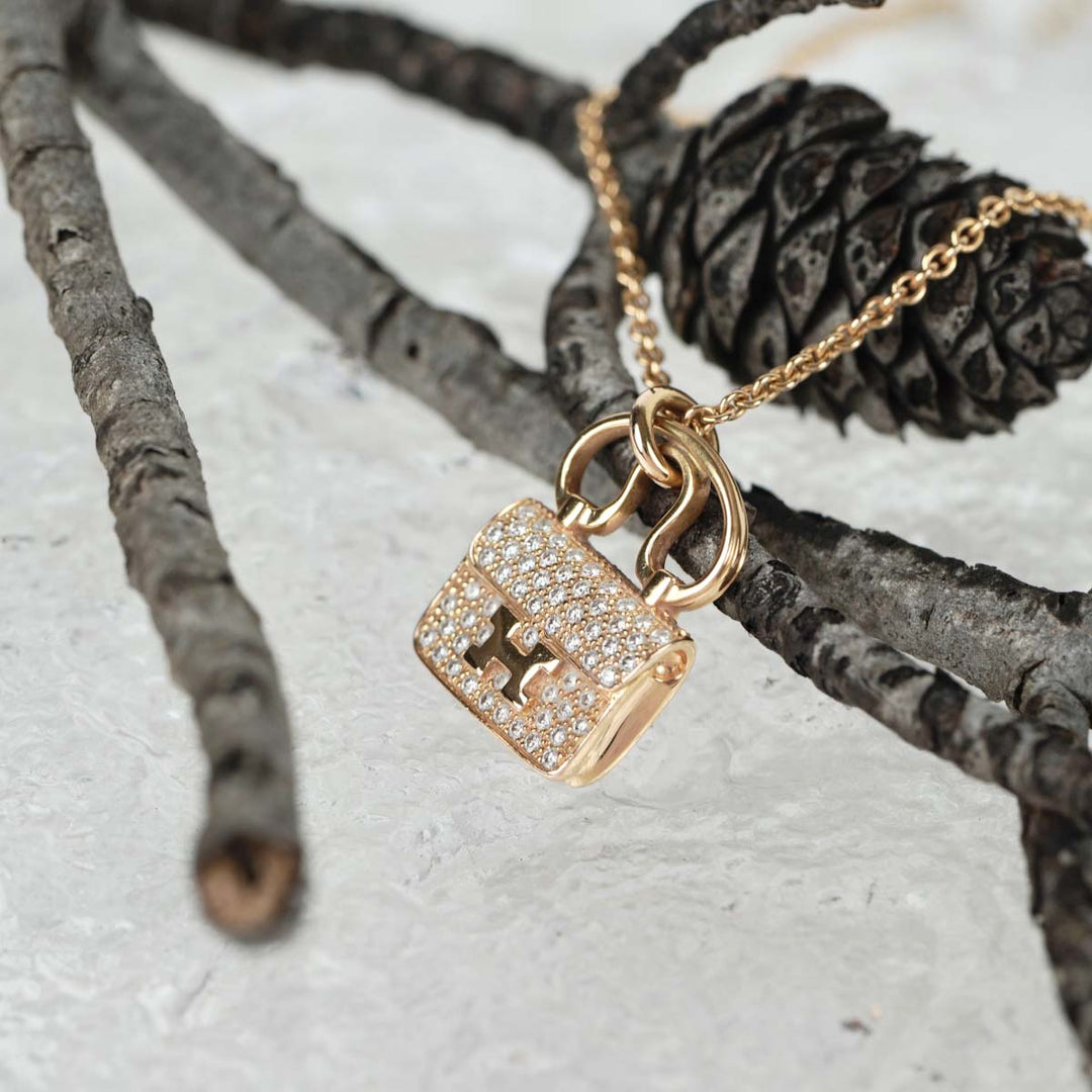 Hermes Rose Gold Diamond Constance Necklace