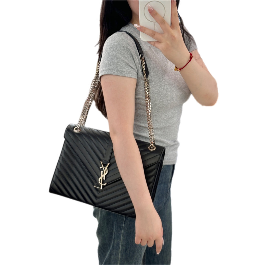 YSL Sunset Black Large Envelope Bag