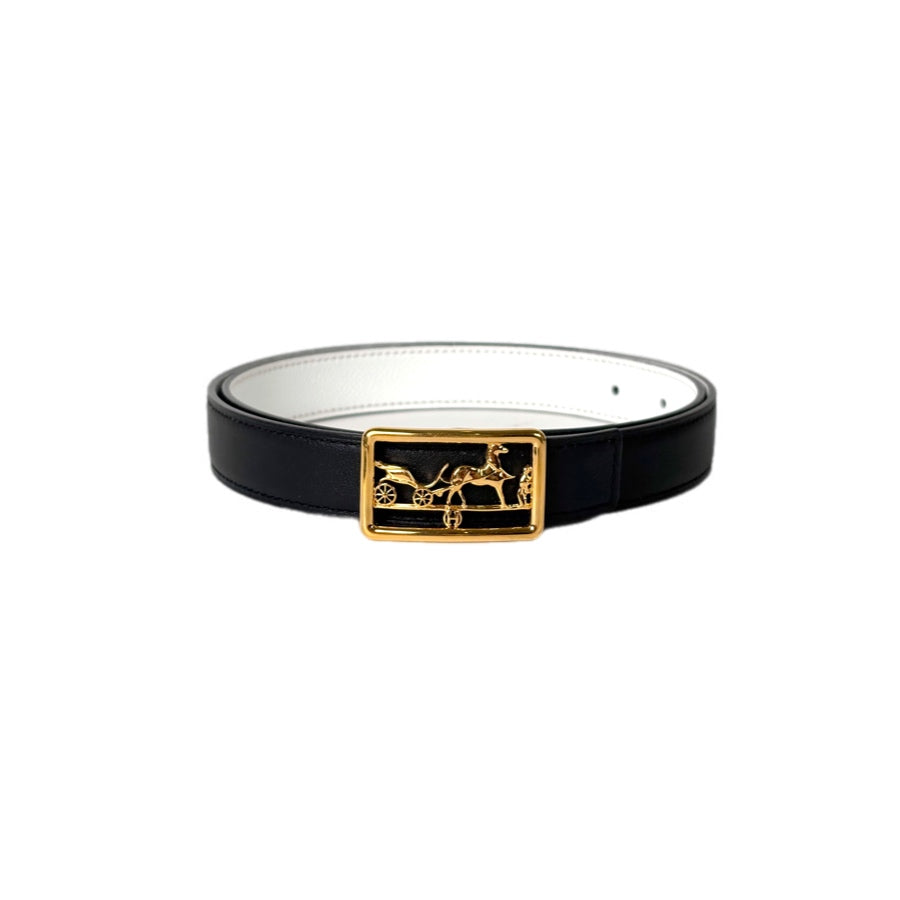 Hermes Black/White Reversible Belt #85