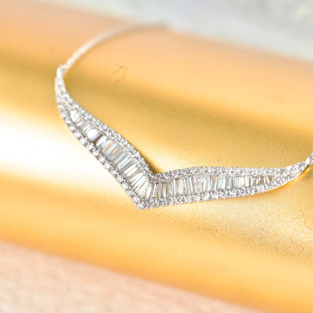 Natural White Diamond Necklace D0.45ct,18K