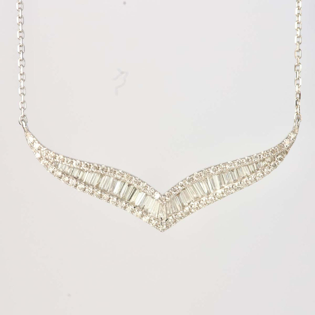 Natural White Diamond Necklace D0.45ct,18K