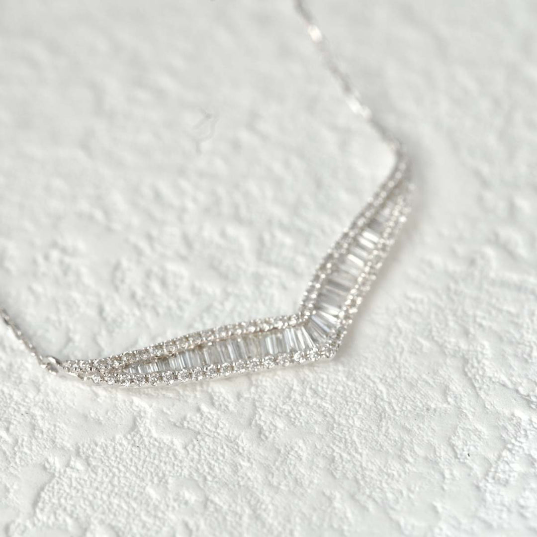 Natural White Diamond Necklace D0.45ct,18K