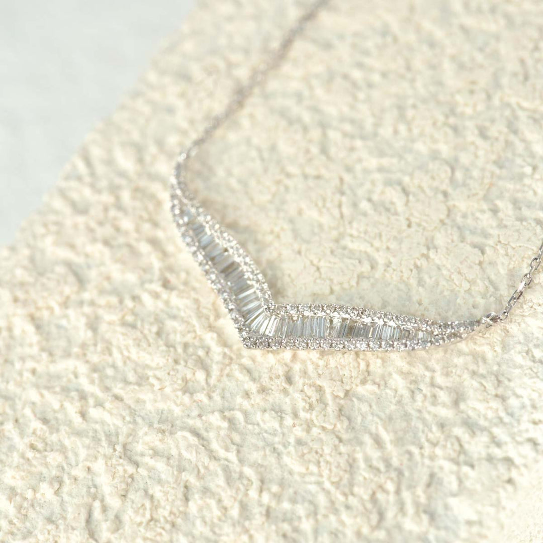 Natural White Diamond Necklace D0.45ct,18K