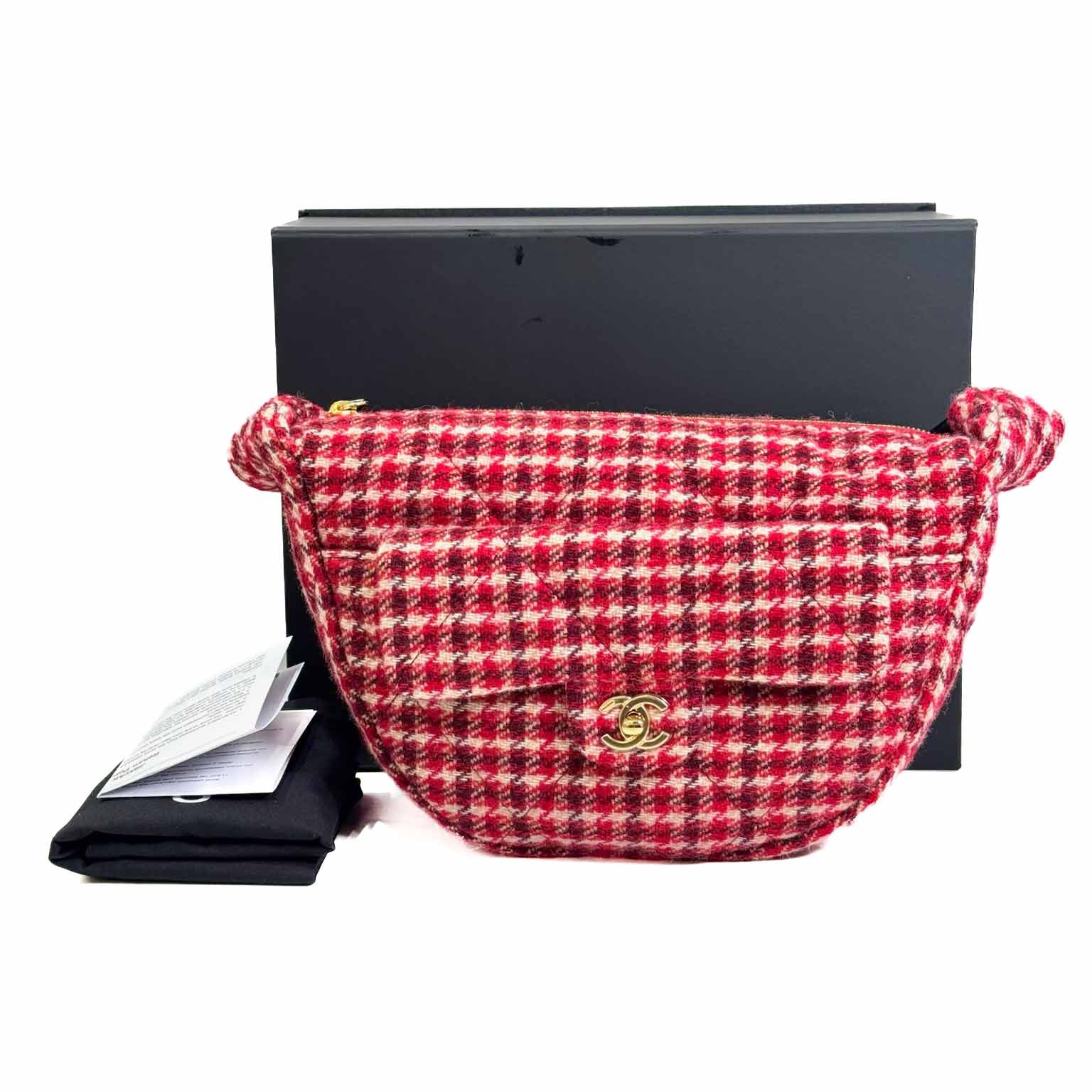 Chanel Red Tweed Hobo Bag