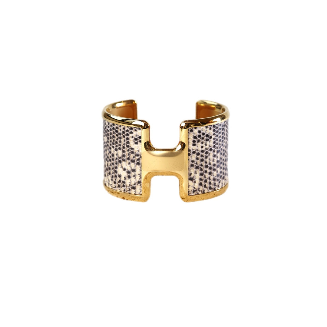 Hermes H lizard open bracelet