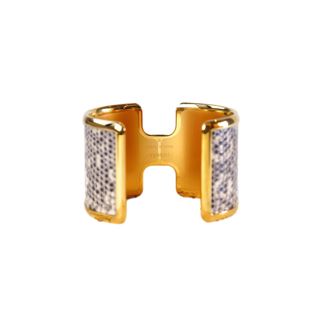 Hermes H lizard open bracelet