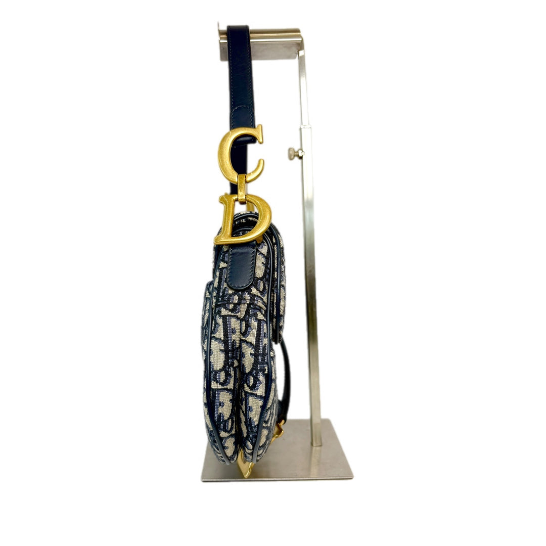 Dior Saddle Bag Blue Oblique Jacquard