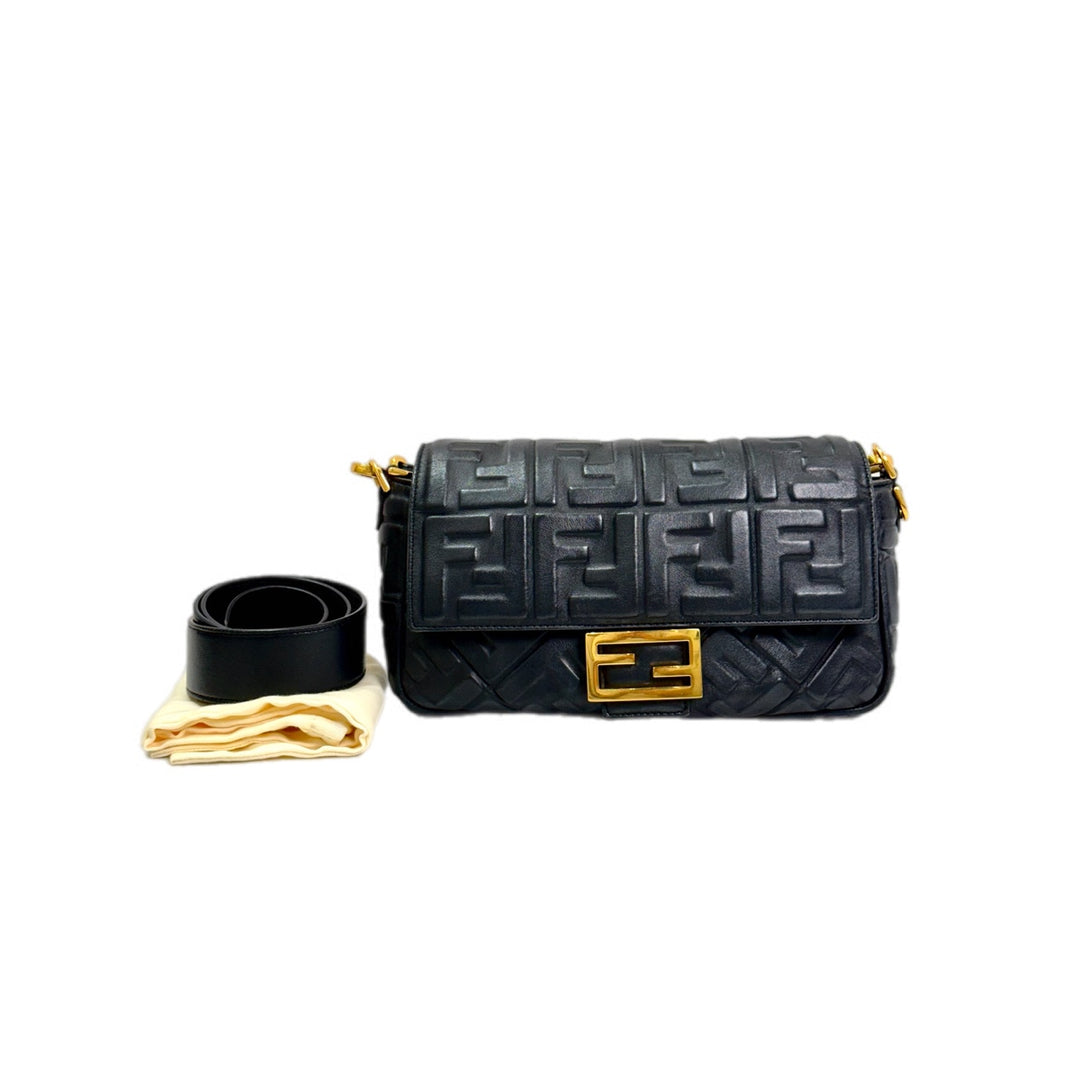 Fendi Baguette Classic Size Black Calfskin